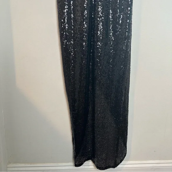 LULUS- Forever Your Girl Black Sequin Faux-Wrap Bodycon Maxi Dress Formal Prom - Picture 10 of 13